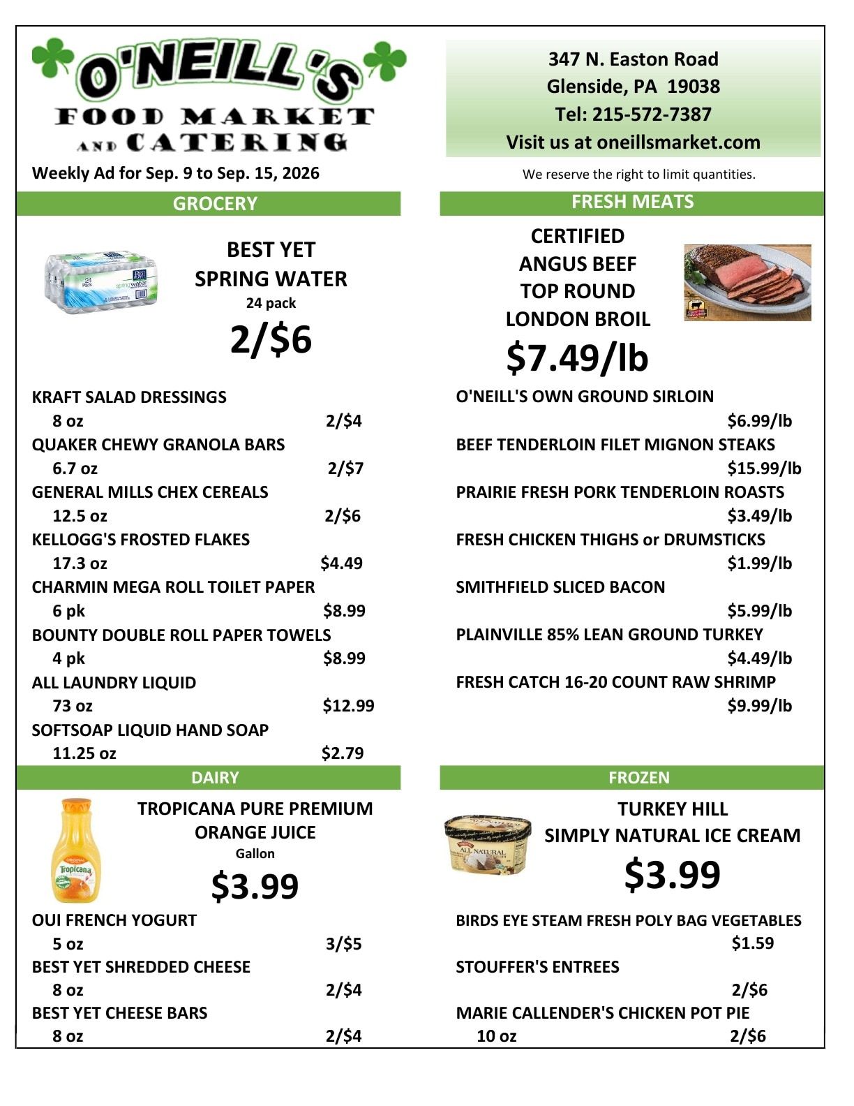 O'Neill's Market Weekly Ad September 9 - 15, 2026