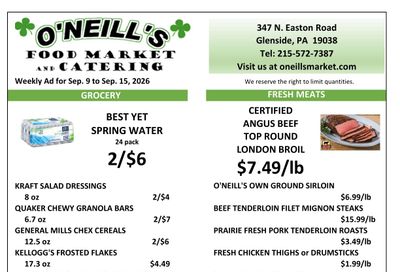 O'Neill's Market Weekly Ad September 9 - 15, 2026