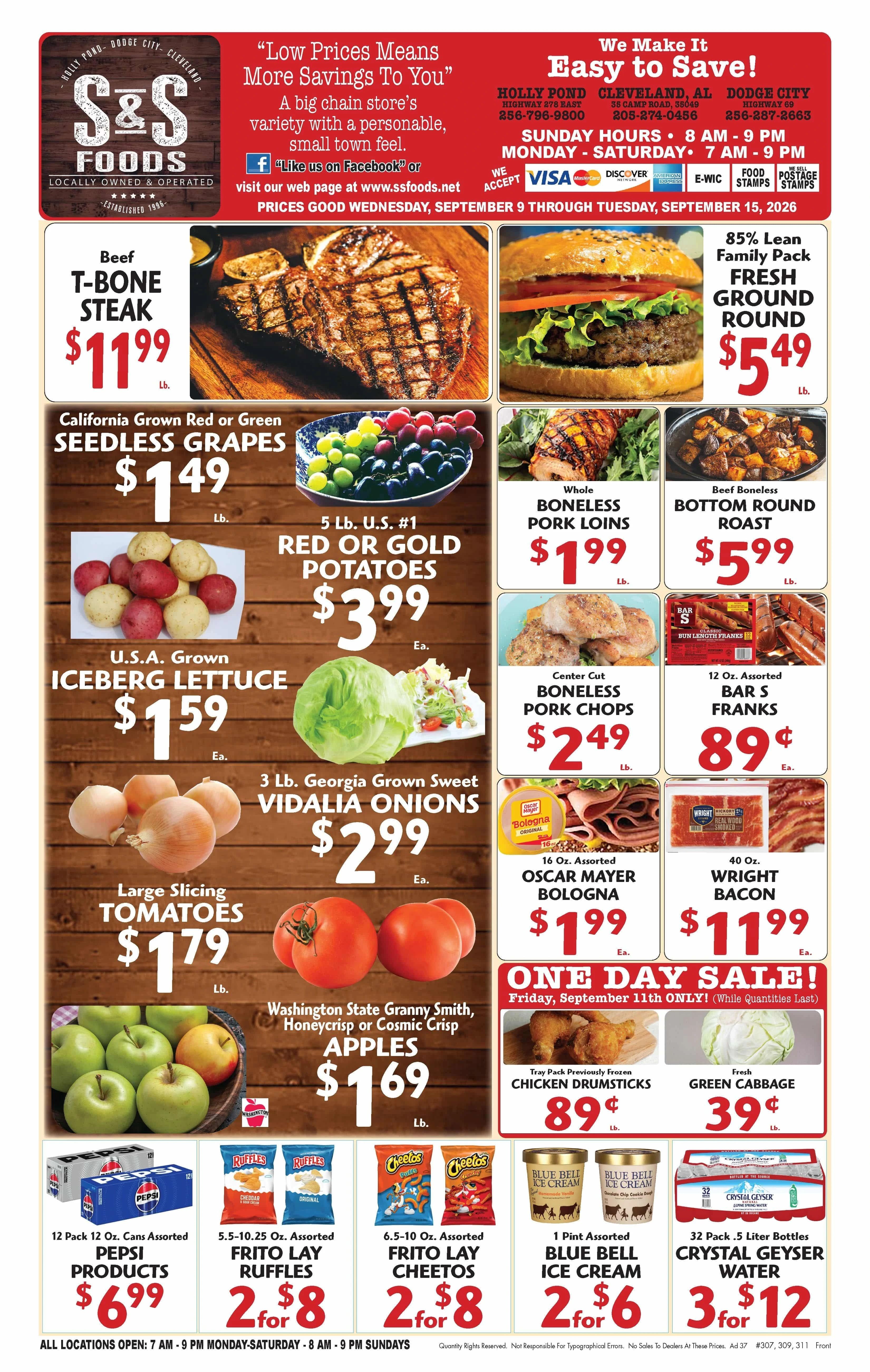 S&S Foods Alabama Weekly Ad September 9 - 15, 2026