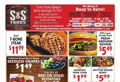 S&S Foods Alabama Weekly Ad September 9 - 15, 2026