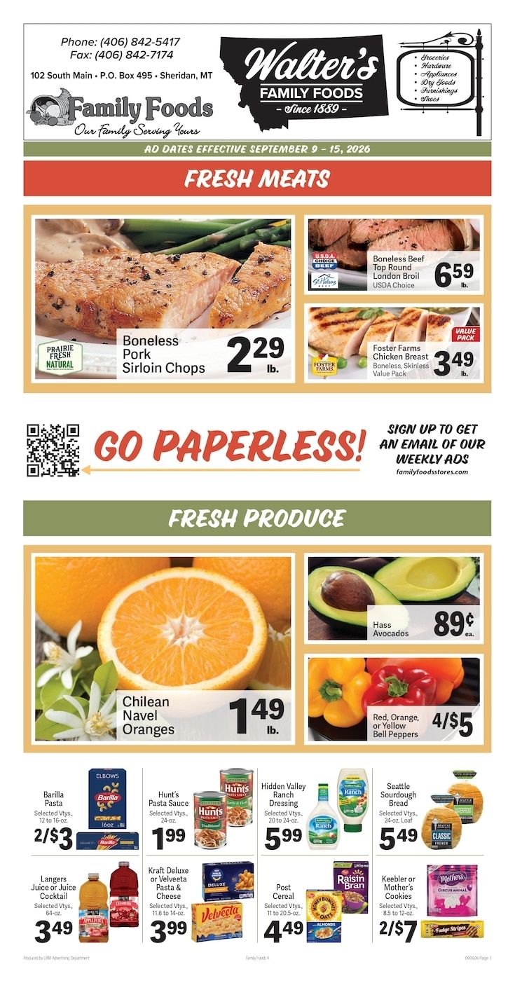 Walter's Family Foods Weekly Ad September 9 - 15, 2026