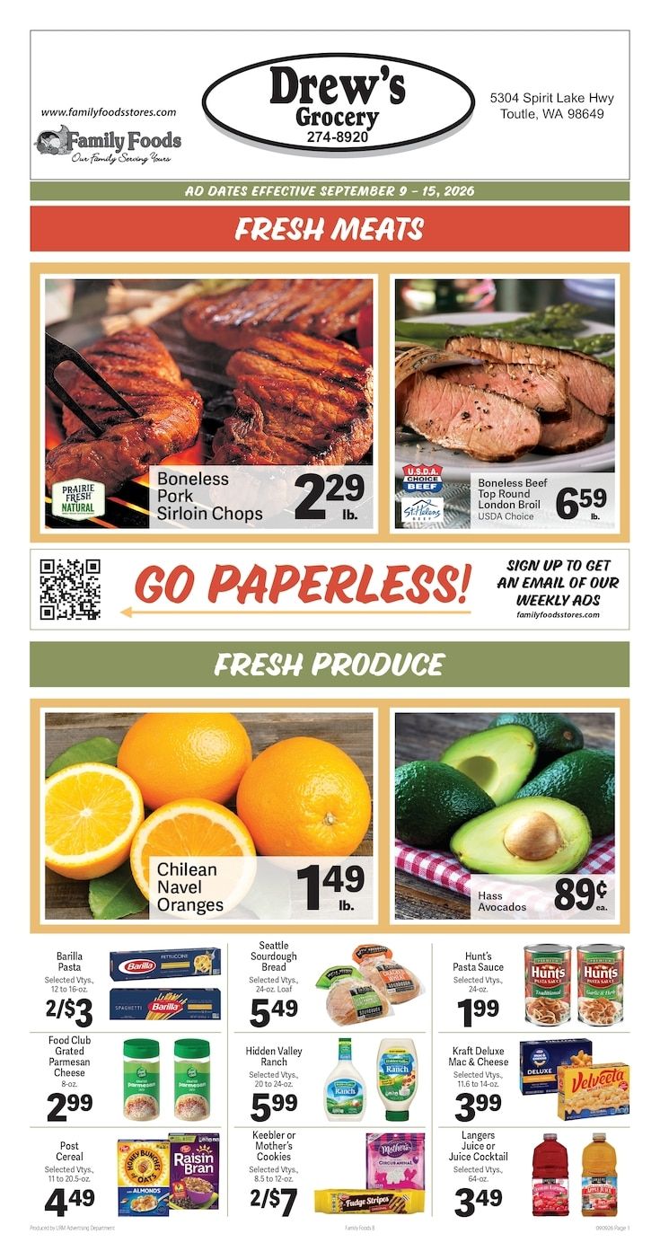 Drew's Grocery Weekly Ad September 9 - 15, 2026
