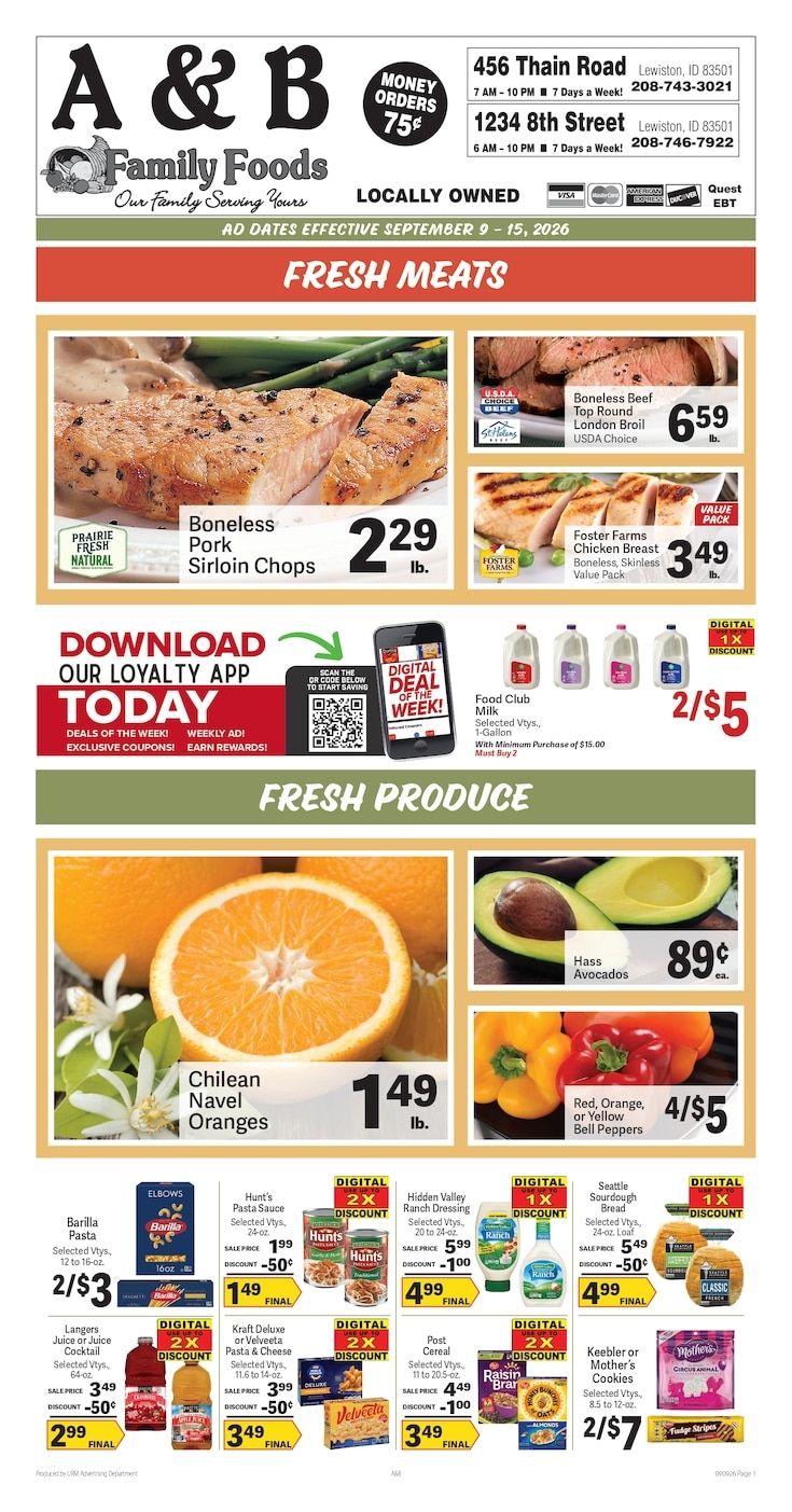 A&B Family Foods Weekly Ad September 9 - 15, 2026