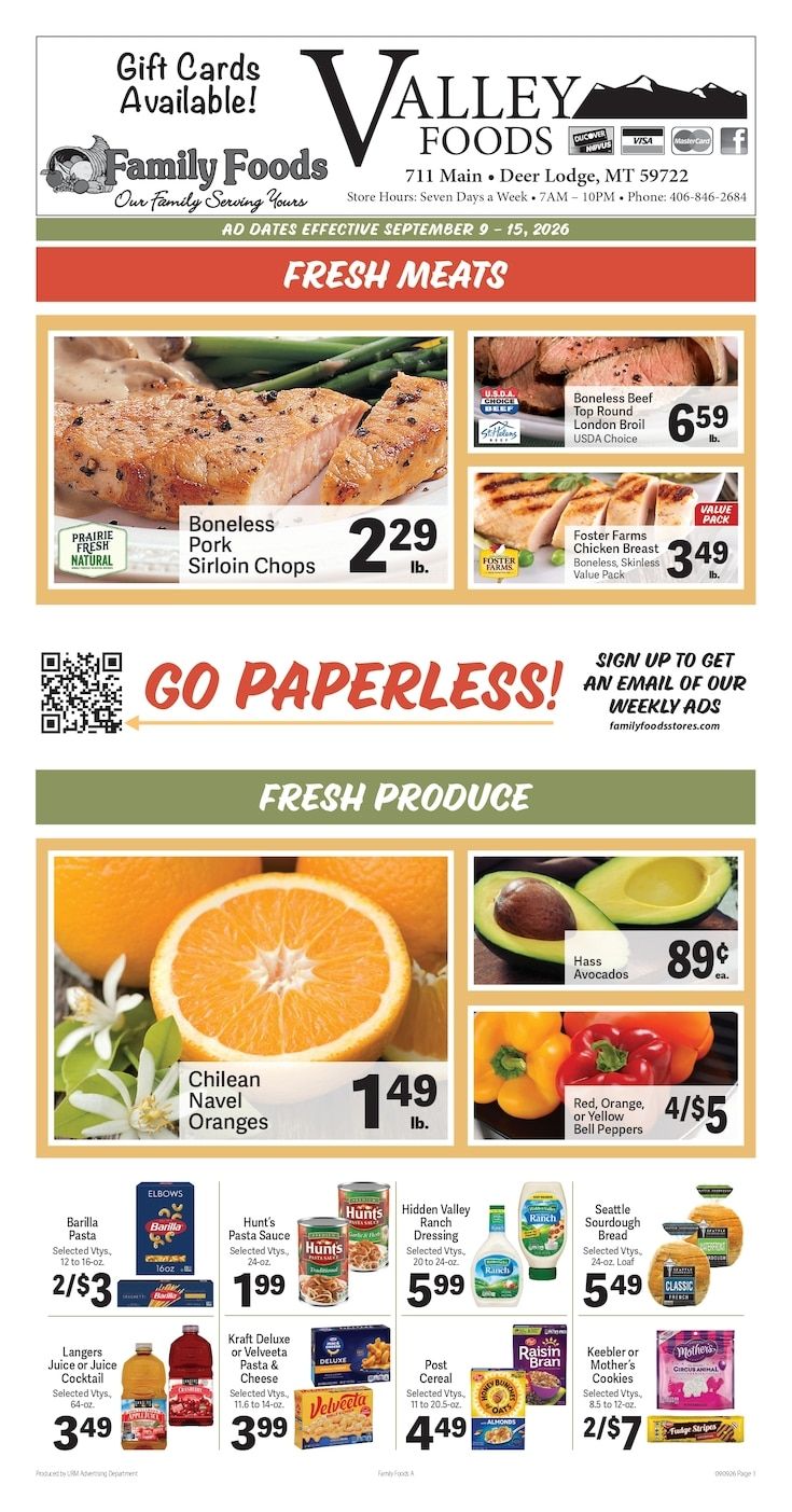 Deer Lodge Valley Foods Weekly Ad September 9 - 15, 2026