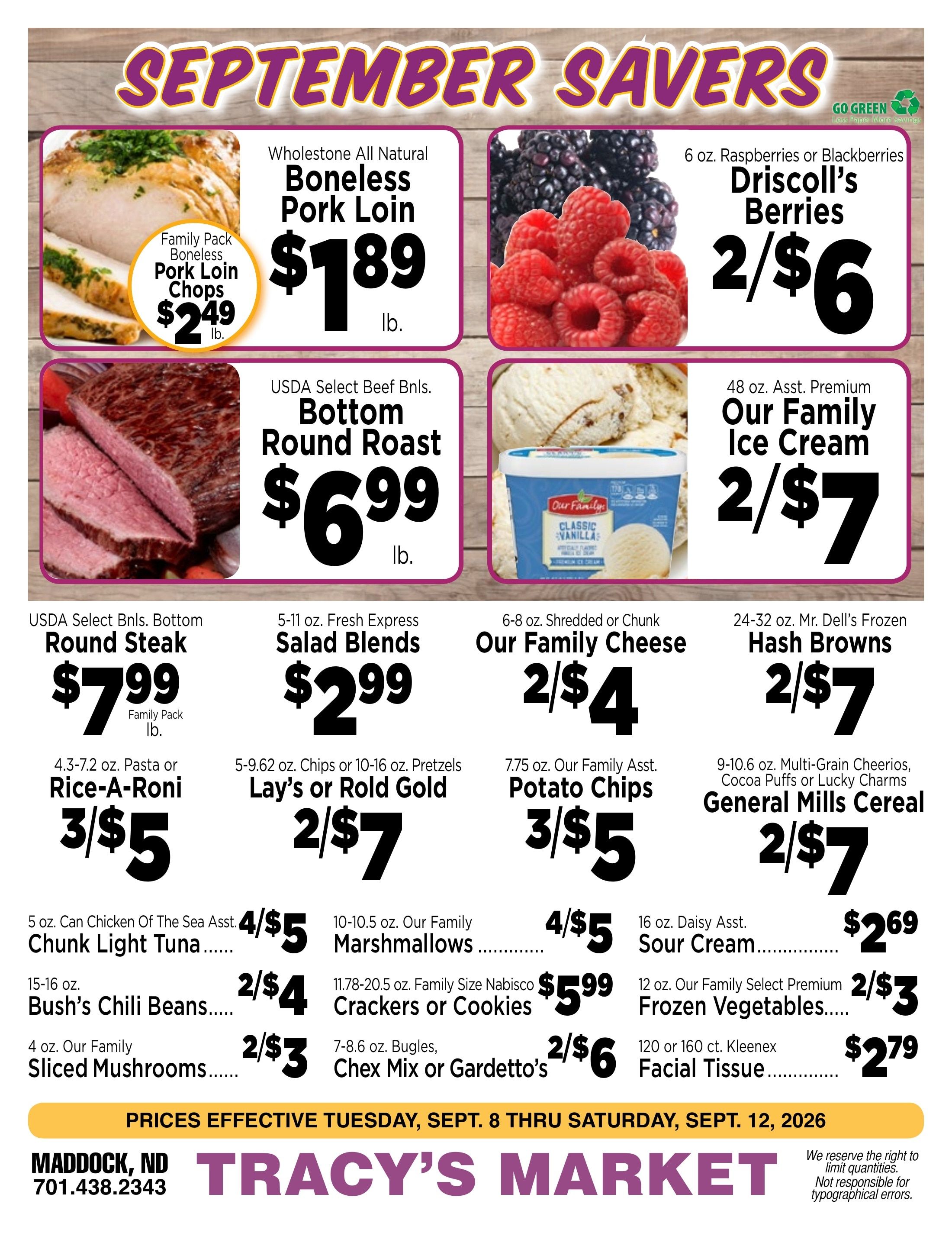 Tracy's Market Weekly Ad September 8 - 12, 2026
