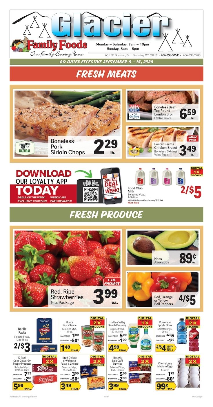 Glacier Family Foods Weekly Ad September 9 - 15, 2026