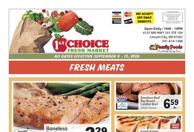 1st Choice Fresh Market Weekly Ad September 9 - 15, 2026
