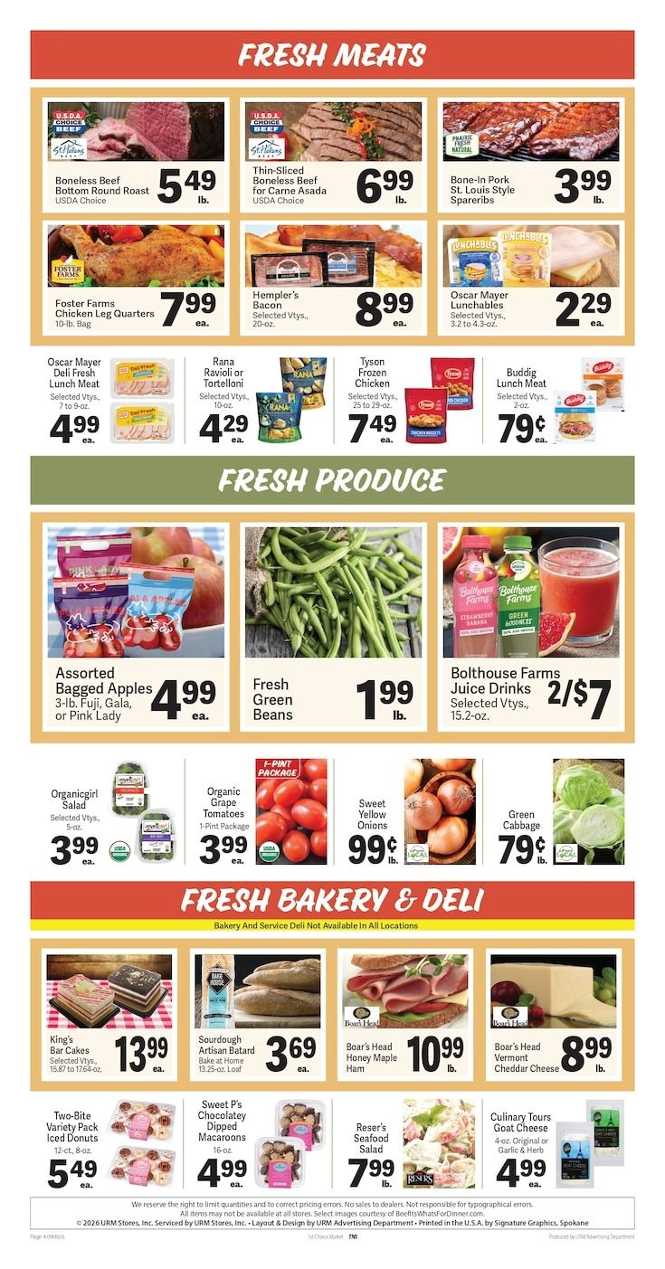 1st Choice Fresh Market Weekly Ad September 9 - 15, 2026