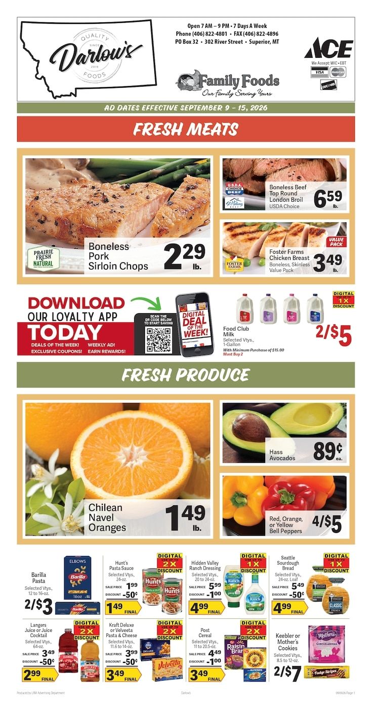 Darlow's Quality Foods Weekly Ad September 9 - 15, 2026