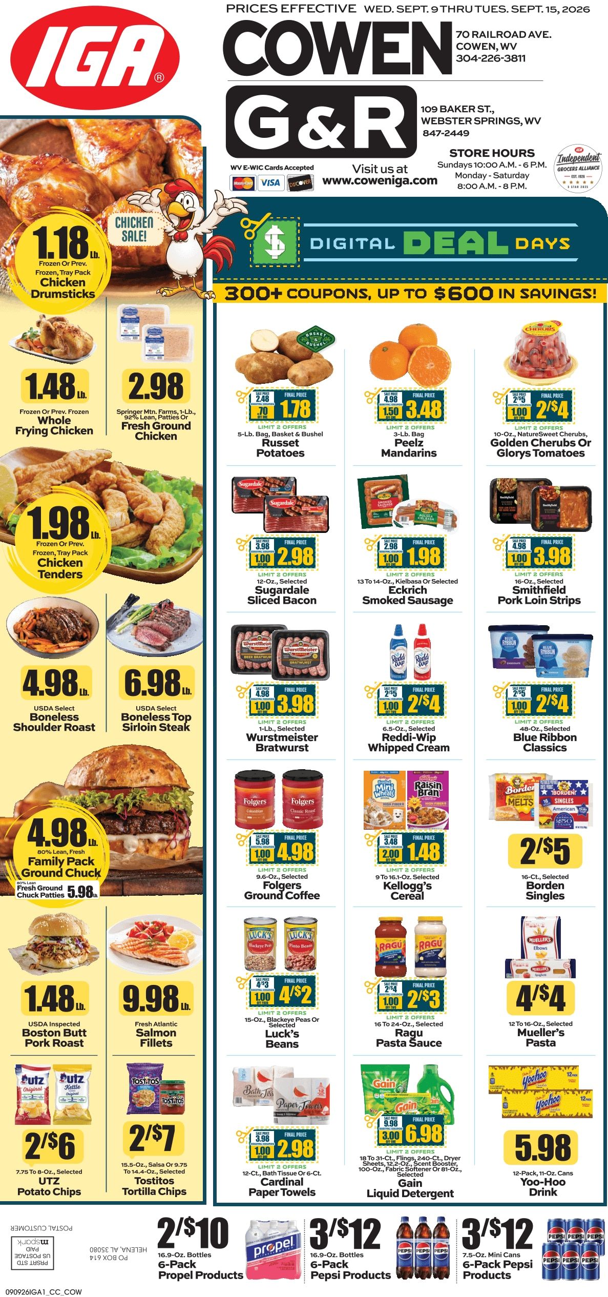 G&R IGA (109 Baker St, Webster Springs, WV) Weekly Ad September 9 - 15, 2026