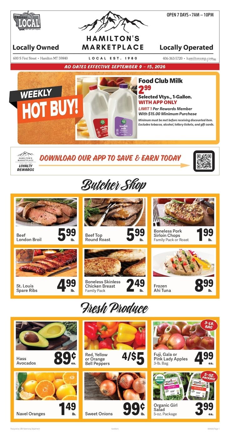 Hamilton's Marketplace Weekly Ad September 9 - 15, 2026