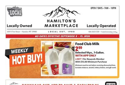 Hamilton's Marketplace Weekly Ad September 9 - 15, 2026