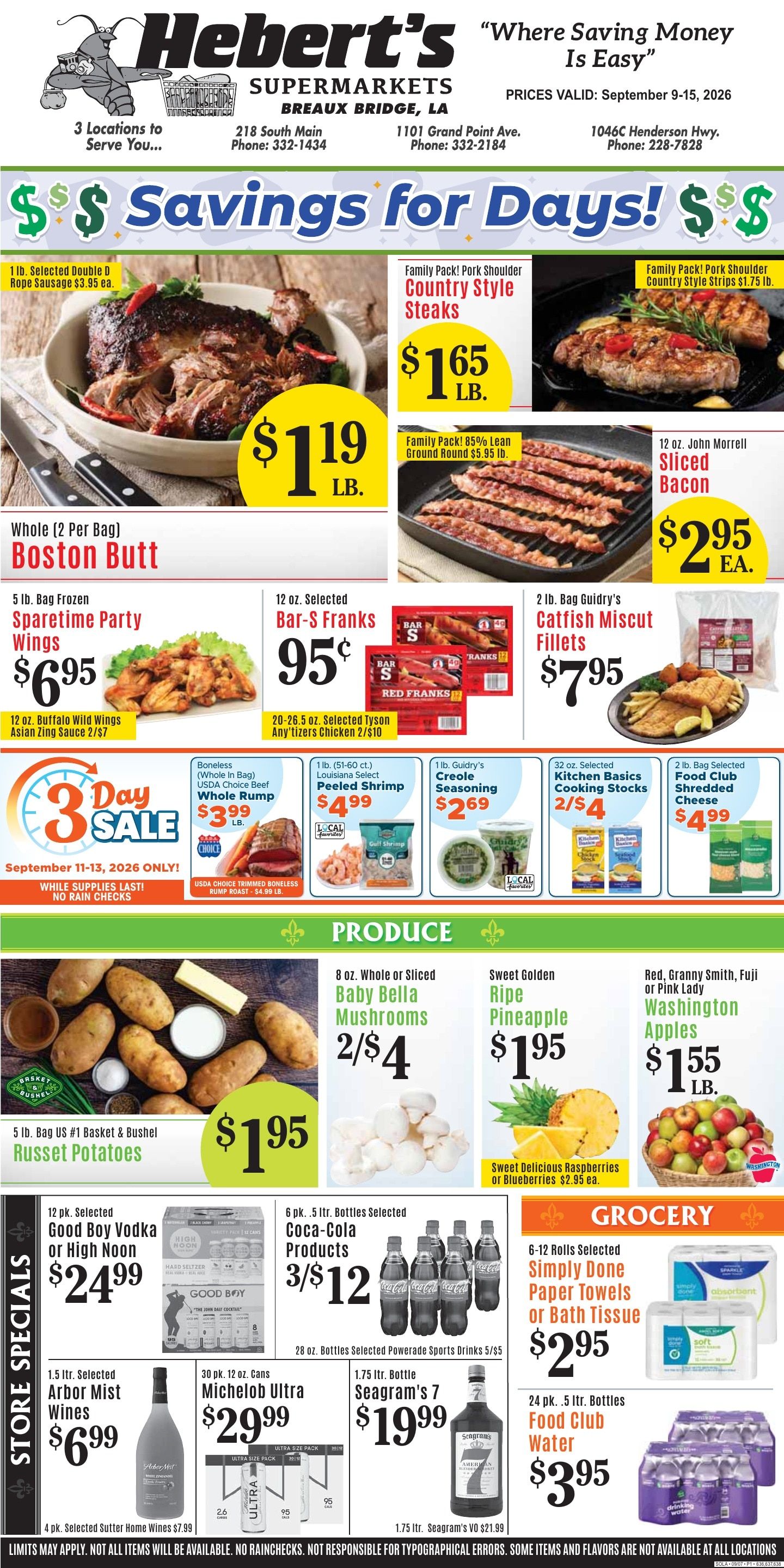Hebert's Supermarket Weekly Ad September 9 - 15, 2026