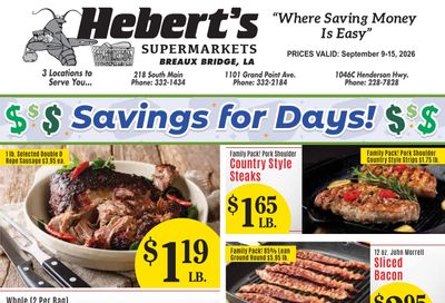 Hebert's Supermarket Weekly Ad September 9 - 15, 2026