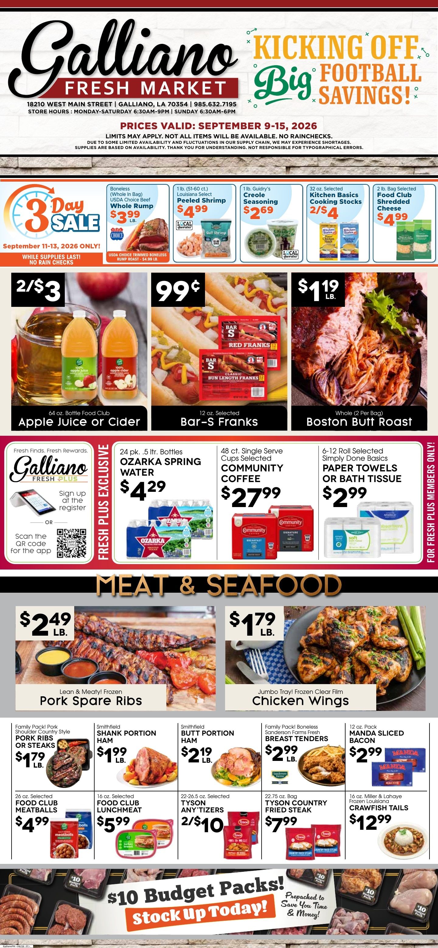 Galliano Fresh Market Weekly Ad September 9 - 15, 2026