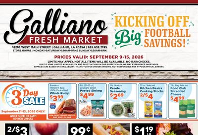 Galliano Fresh Market Weekly Ad September 9 - 15, 2026