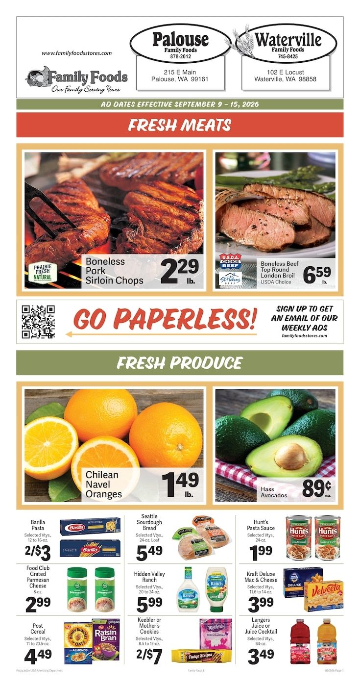 Palouse Family Foods Weekly Ad September 9 - 15, 2026