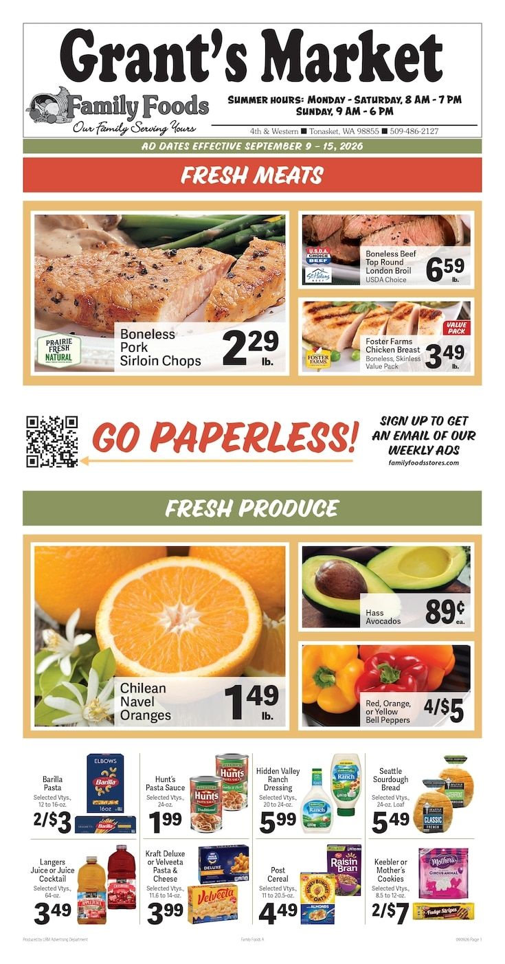 Grant's Family Foods Weekly Ad September 9 - 15, 2026
