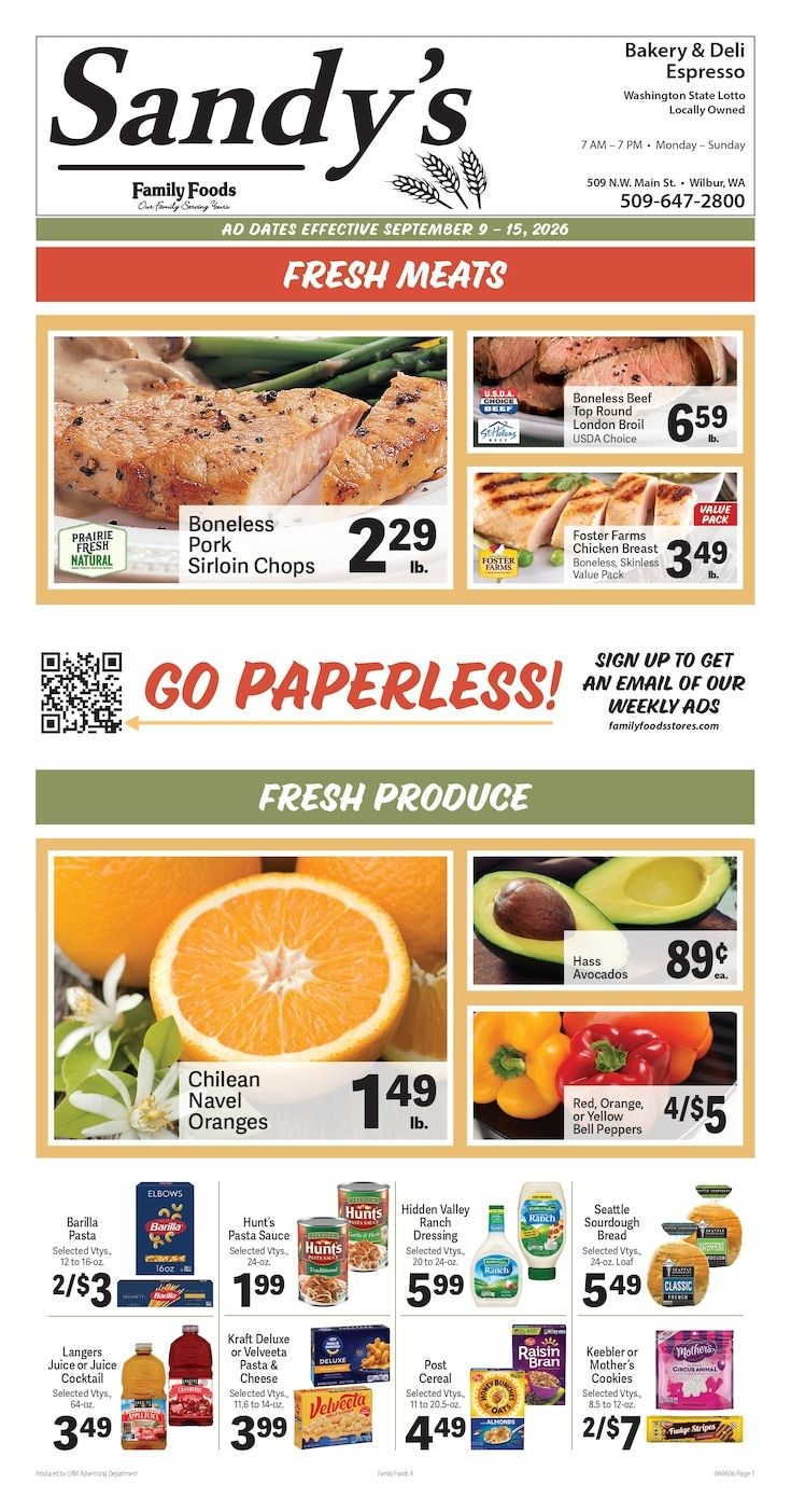 Sandy's Family Foods Weekly Ad September 9 - 15, 2026