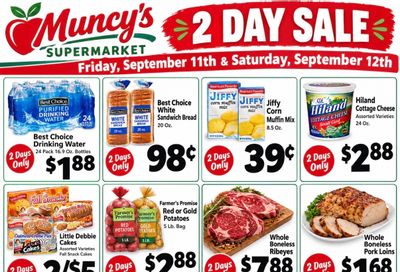 Muncy's Supermarket 2 DAY SALE! Sept 11-12 ONLY Weekly Ad September 11 - 12, 2026