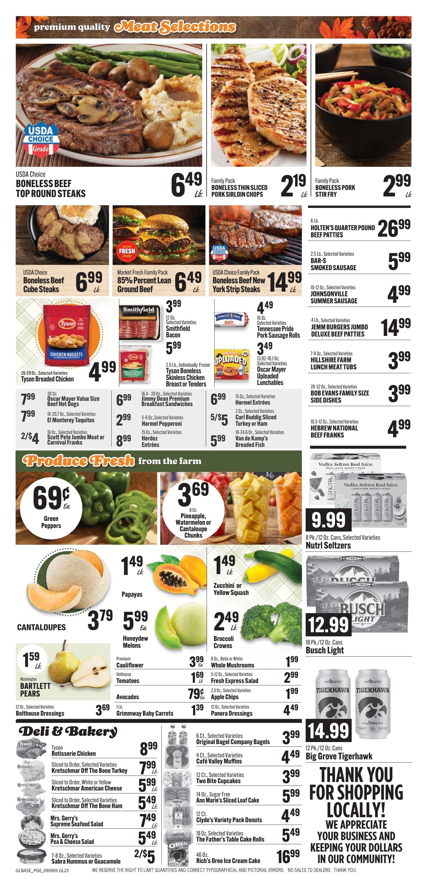 Bender's Foods (Bellevue, IA) Weekly Ad September 9 - 15, 2026