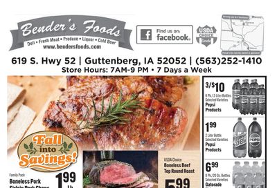 Bender's Foods (Guttenberg, IA) Weekly Ad September 9 - 15, 2026