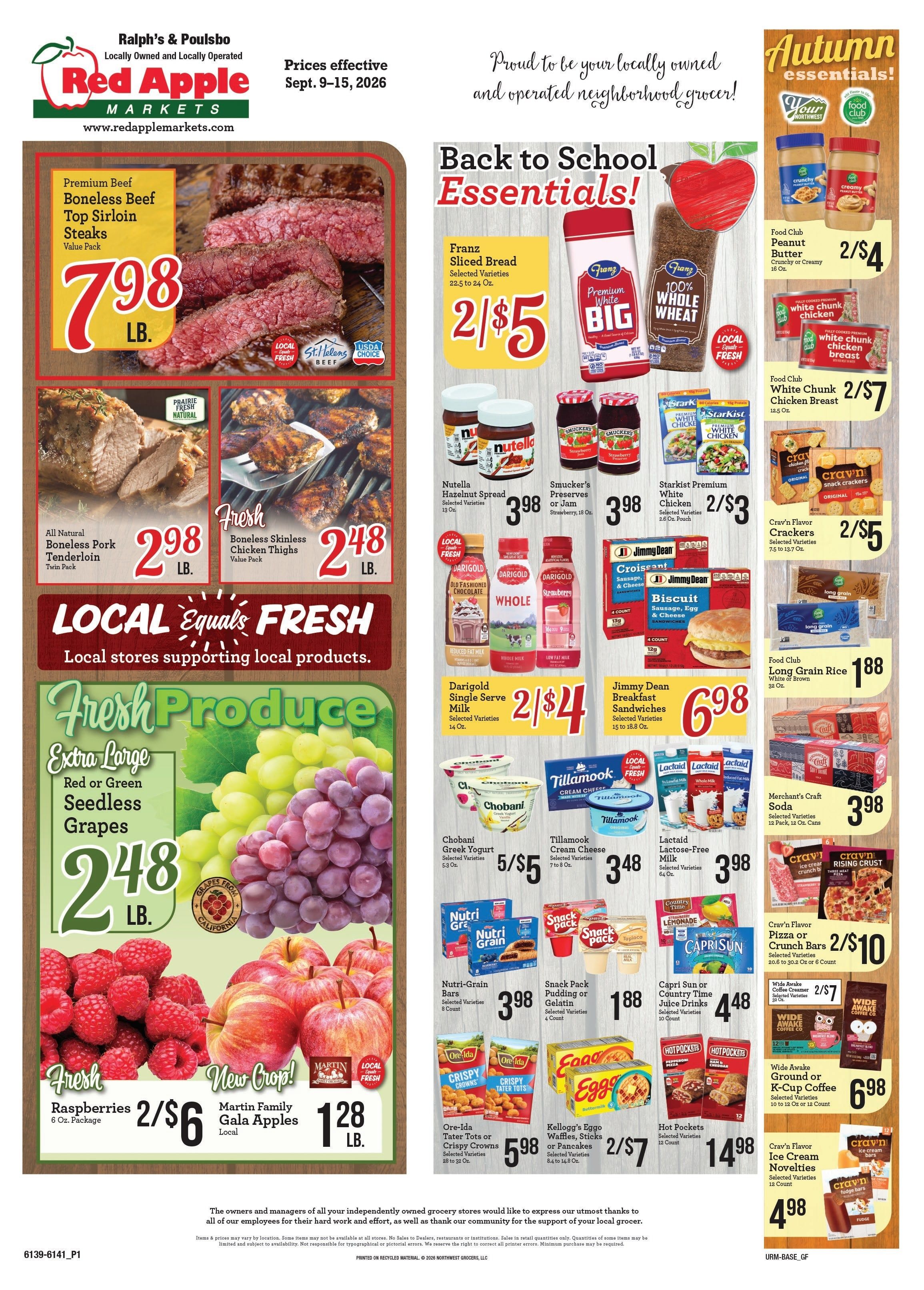 Ralph's and Poulsbo Red Apple Markets Weekly Ad September 9 - 15, 2026