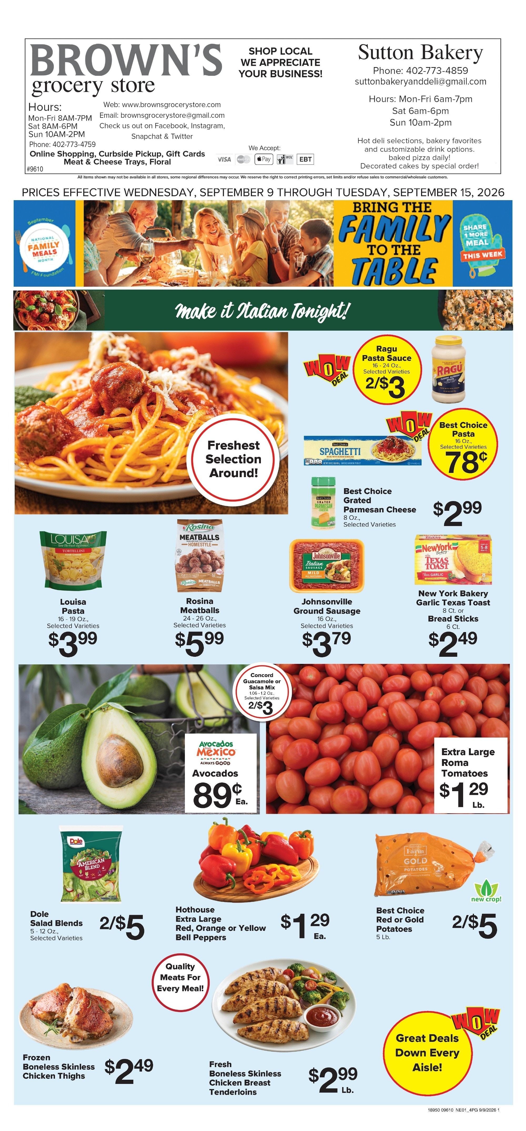 Brown's Grocery Store Weekly Ad September 9 - 15, 2026