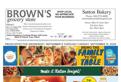 Brown's Grocery Store Weekly Ad September 9 - 15, 2026