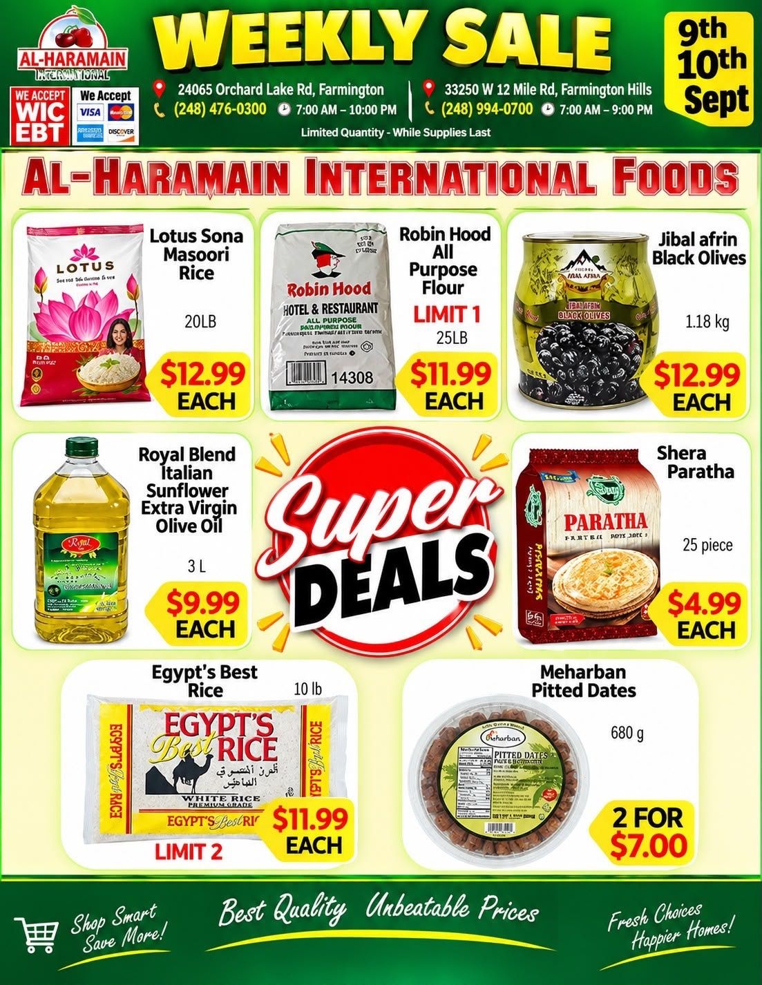 Al-Haramain International (33250 West 12 Mile Road, Farmington Hills, MI) Weekly Ad September 9 - 10, 2026