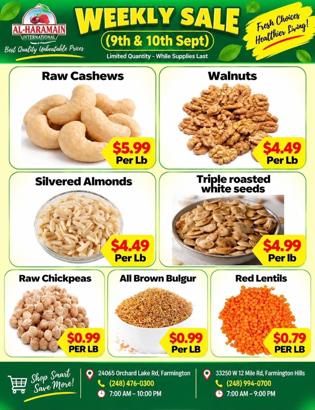 Al-Haramain International (33250 West 12 Mile Road, Farmington Hills, MI) Weekly Ad September 9 - 10, 2026
