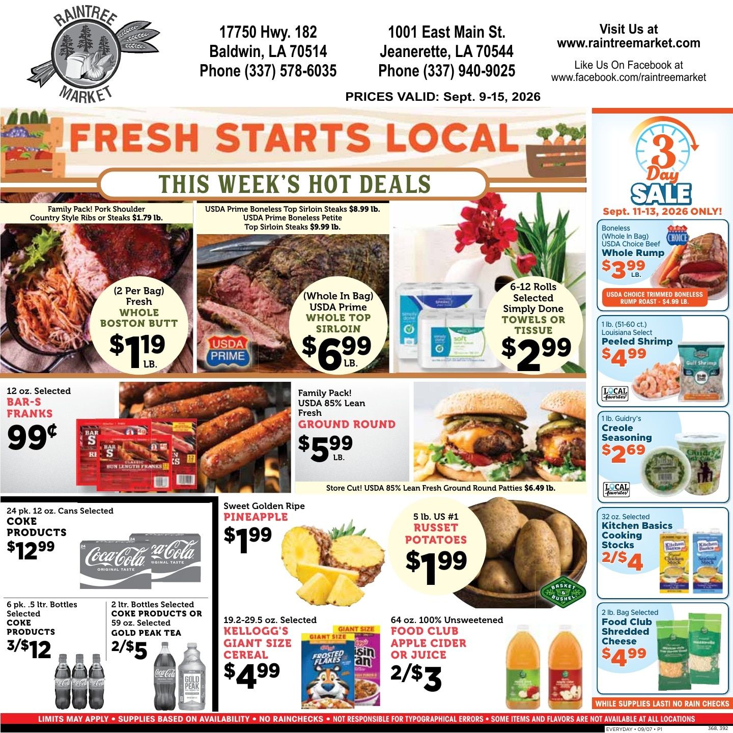 Raintree Market Weekly Ad September 9 - 15, 2026