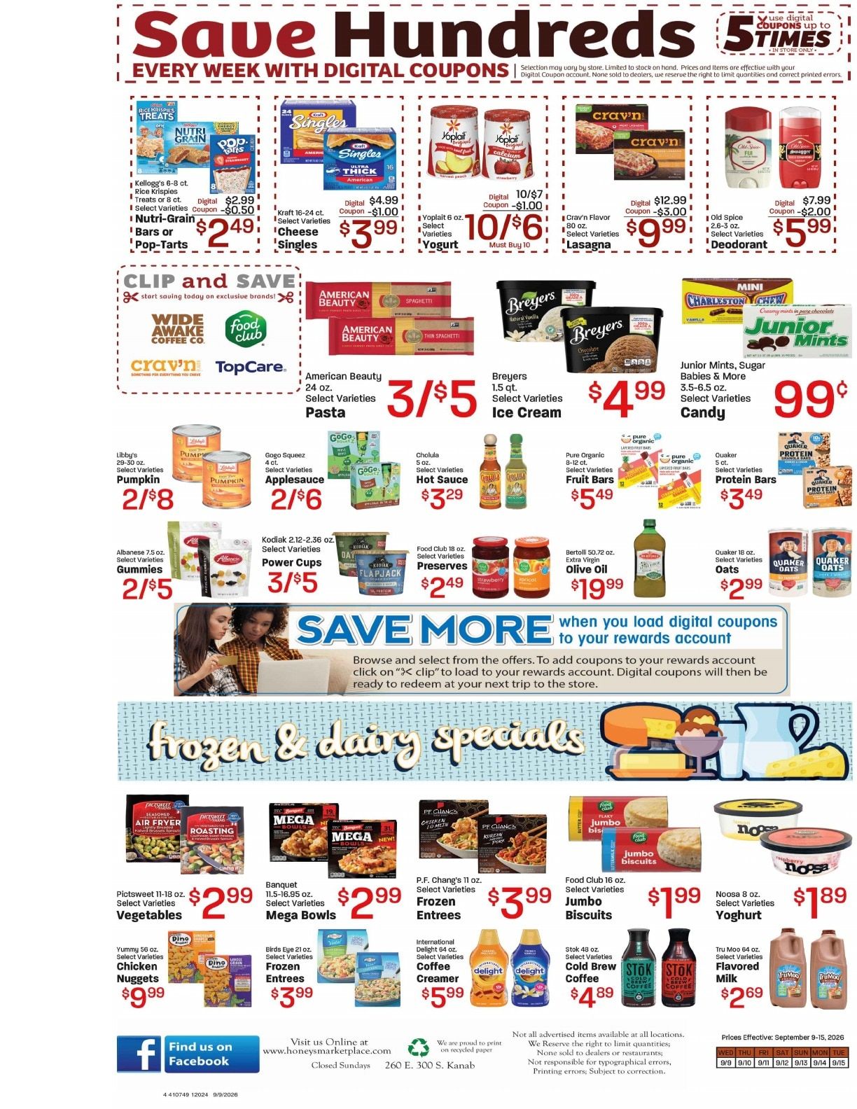 Honey's Marketplace (260 East 300 South, Kanab, UT) Weekly Ad September 9 - 15, 2026
