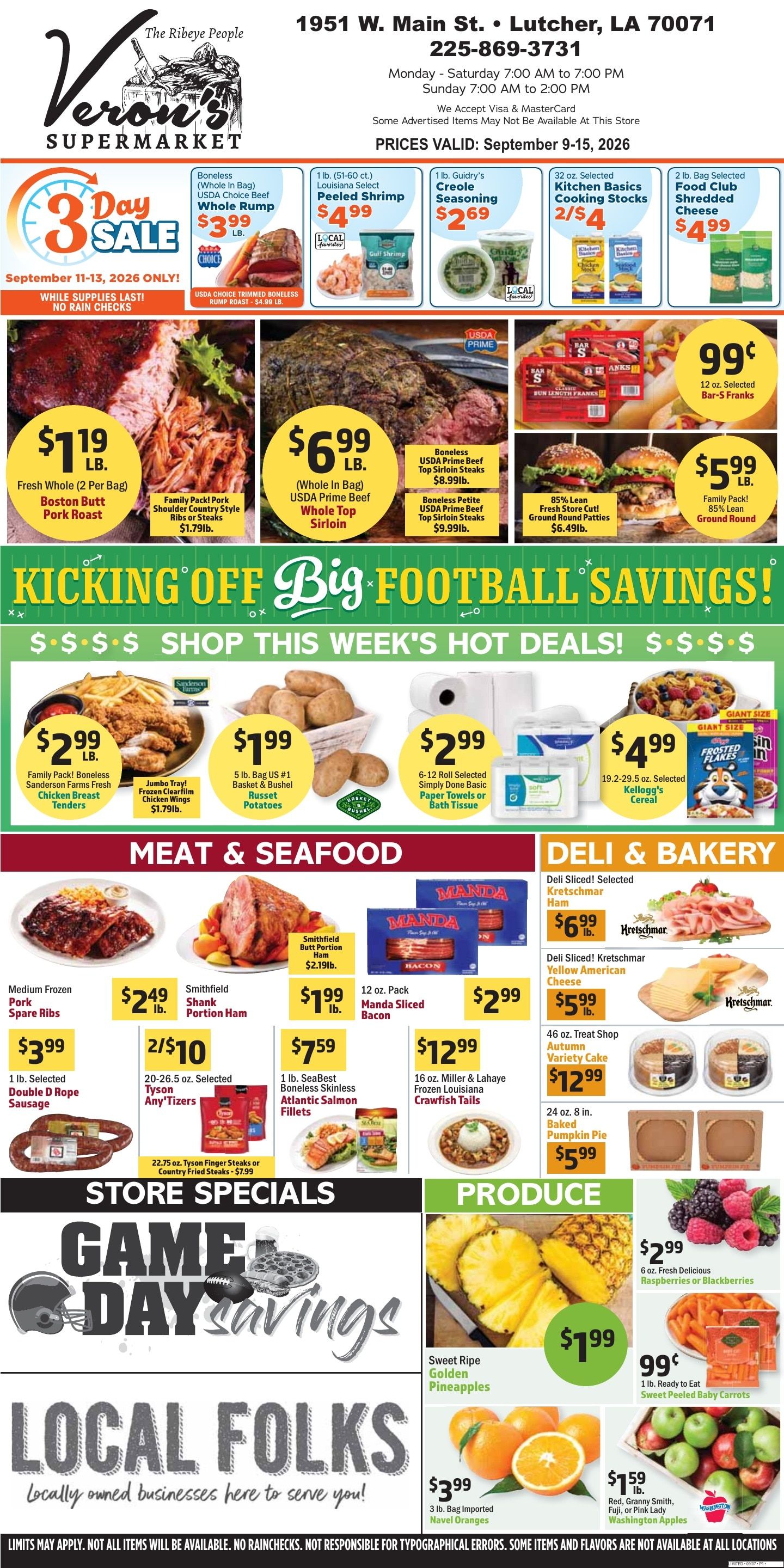 Veron's Supermarket Weekly Ad September 9 - 15, 2026