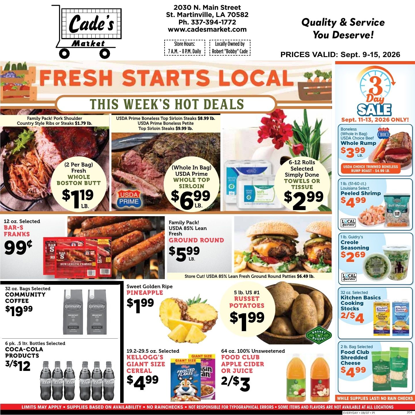 Cade's Market Weekly Ad September 9 - 15, 2026