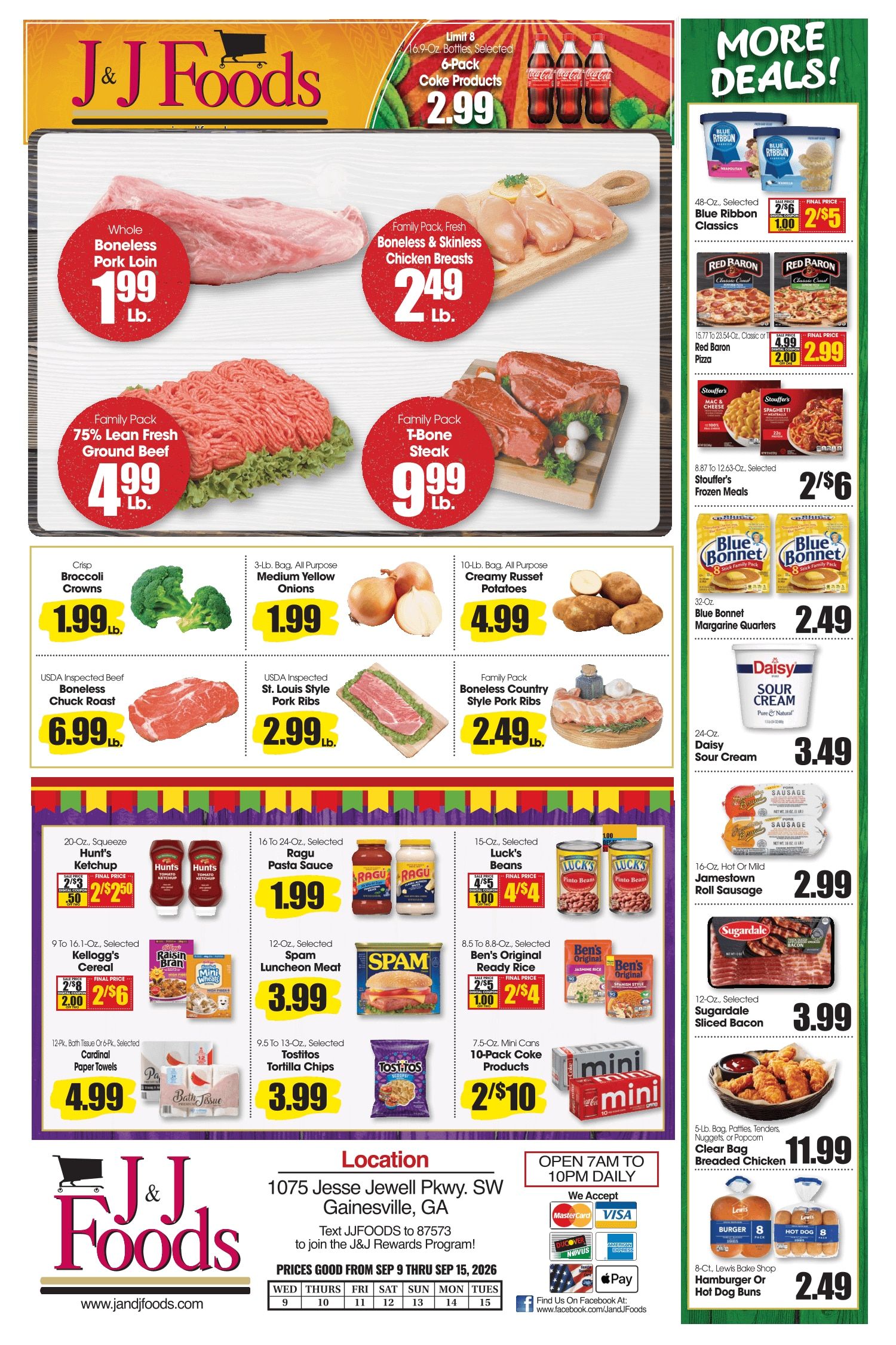J&J Foods (1075 JESSE JEWELL PKWY SW, Gainesville, GA) Weekly Ad September 9 - 15, 2026