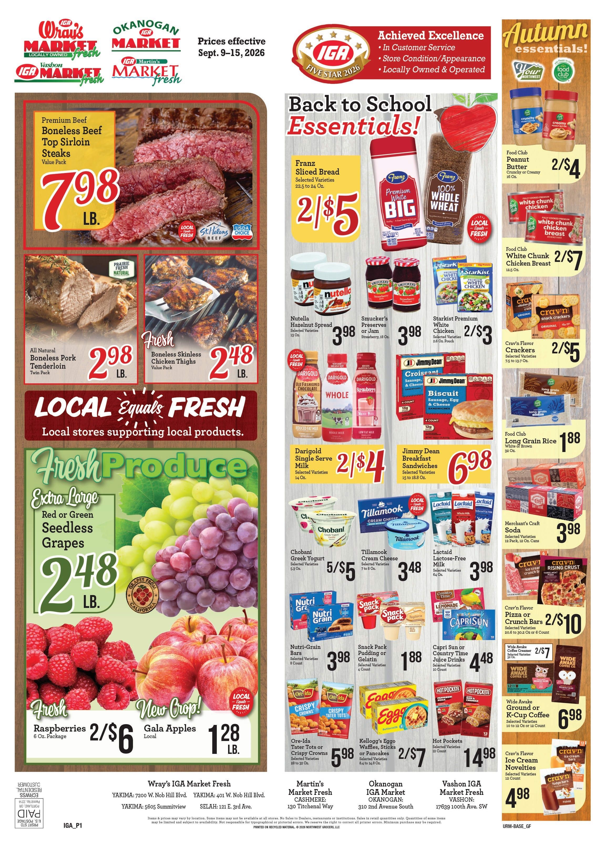Vashon Market Fresh Weekly Ad September 9 - 15, 2026