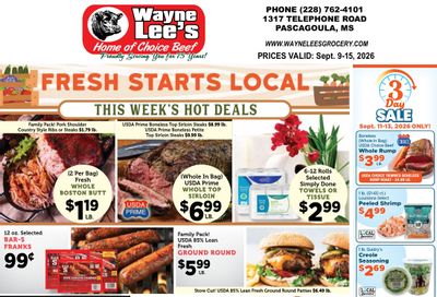 Wayne Lee's Grocery & Market Weekly Ad September 9 - 15, 2026