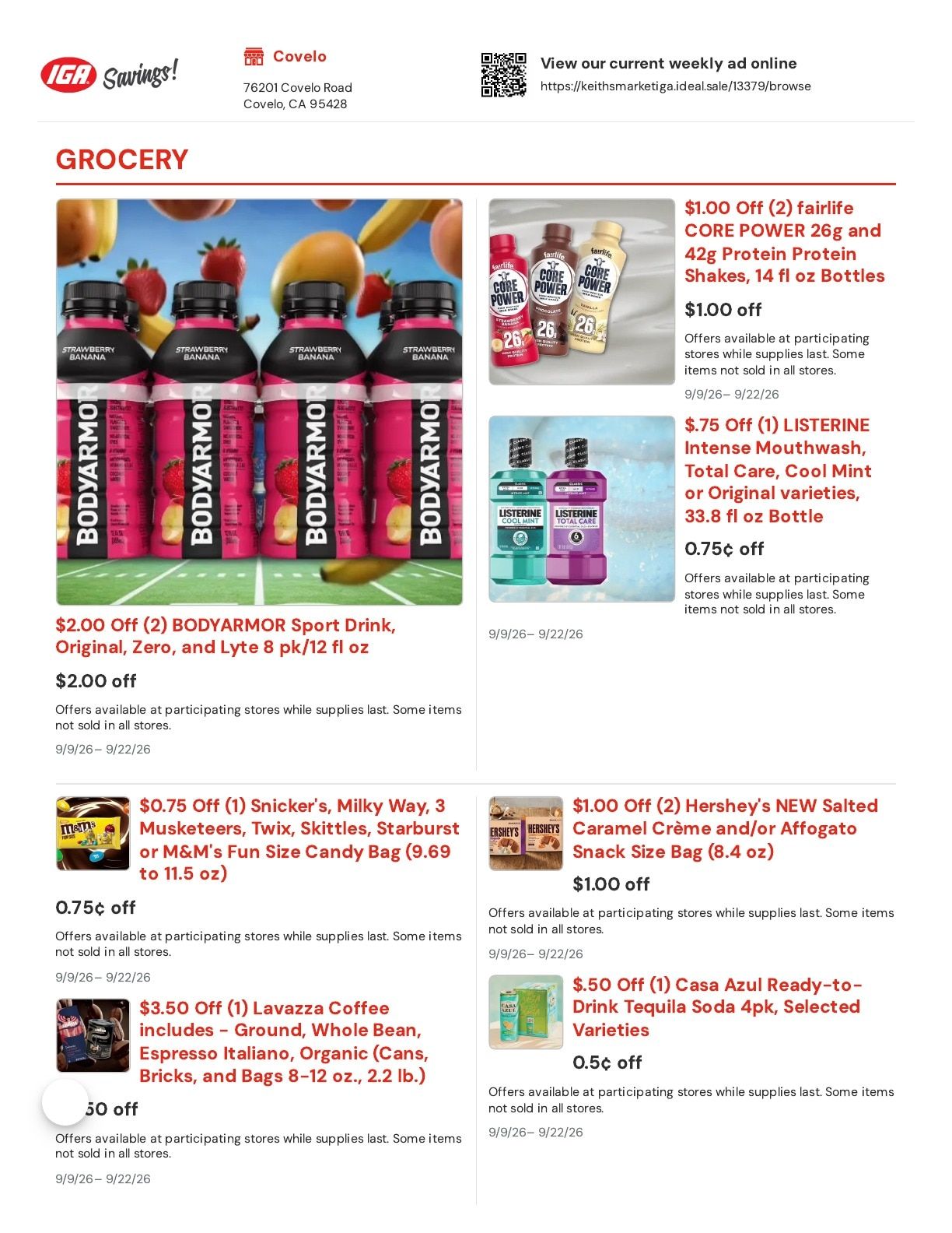 Keith's Market IGA Weekly Ad September 9 - 22, 2026