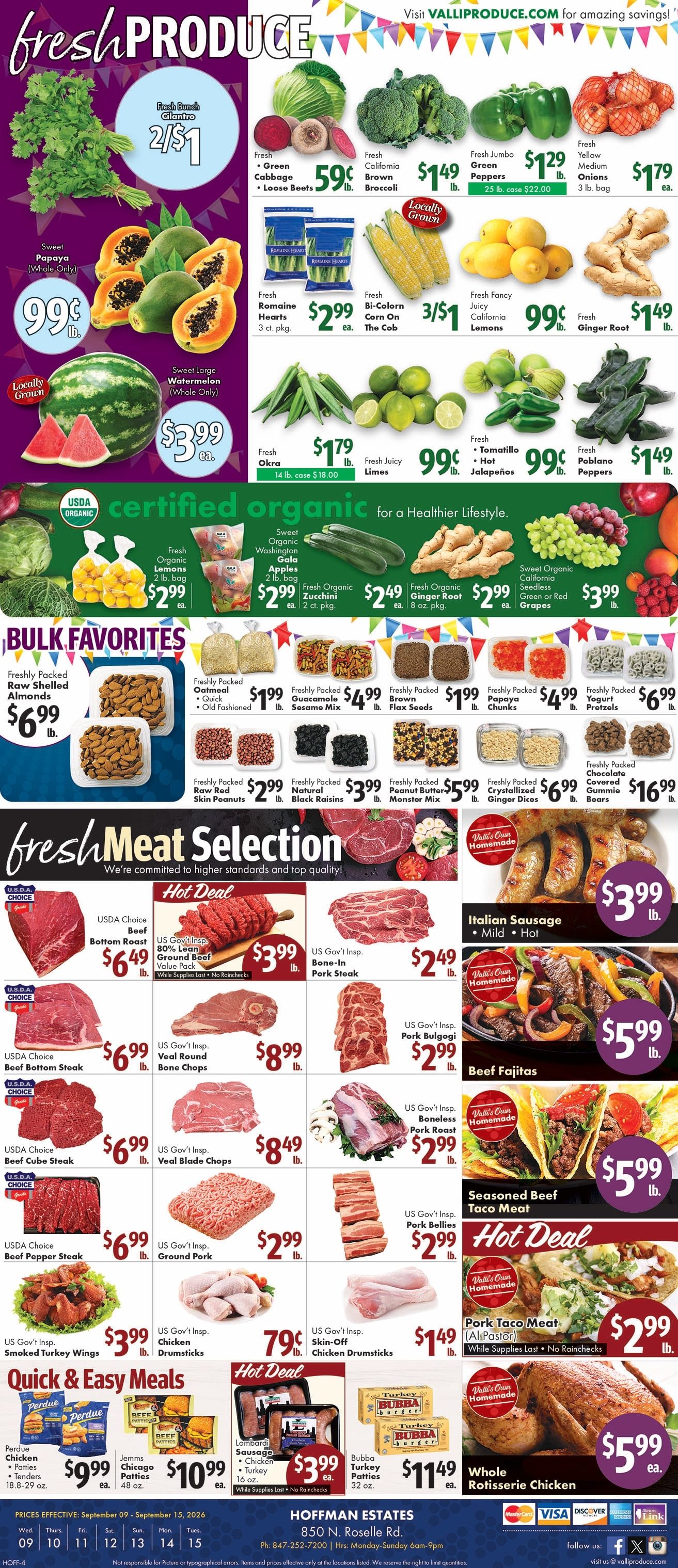 Valli Produce (Hoffman Estates, IL) Weekly Ad September 9 - 15, 2026