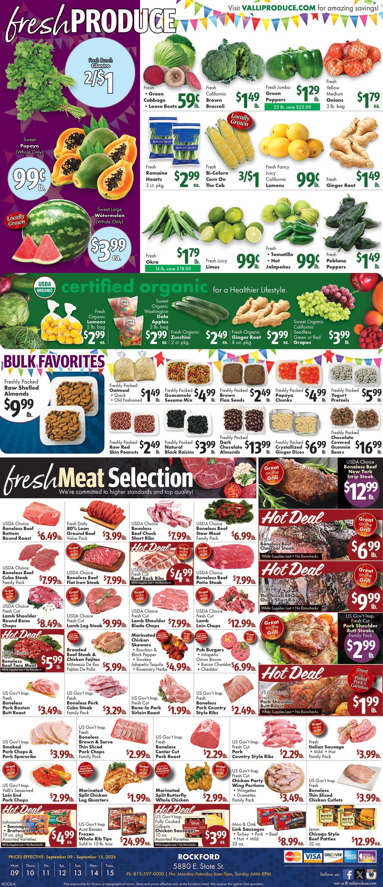 Valli Produce (Rockford, IL) Weekly Ad September 9 - 15, 2026