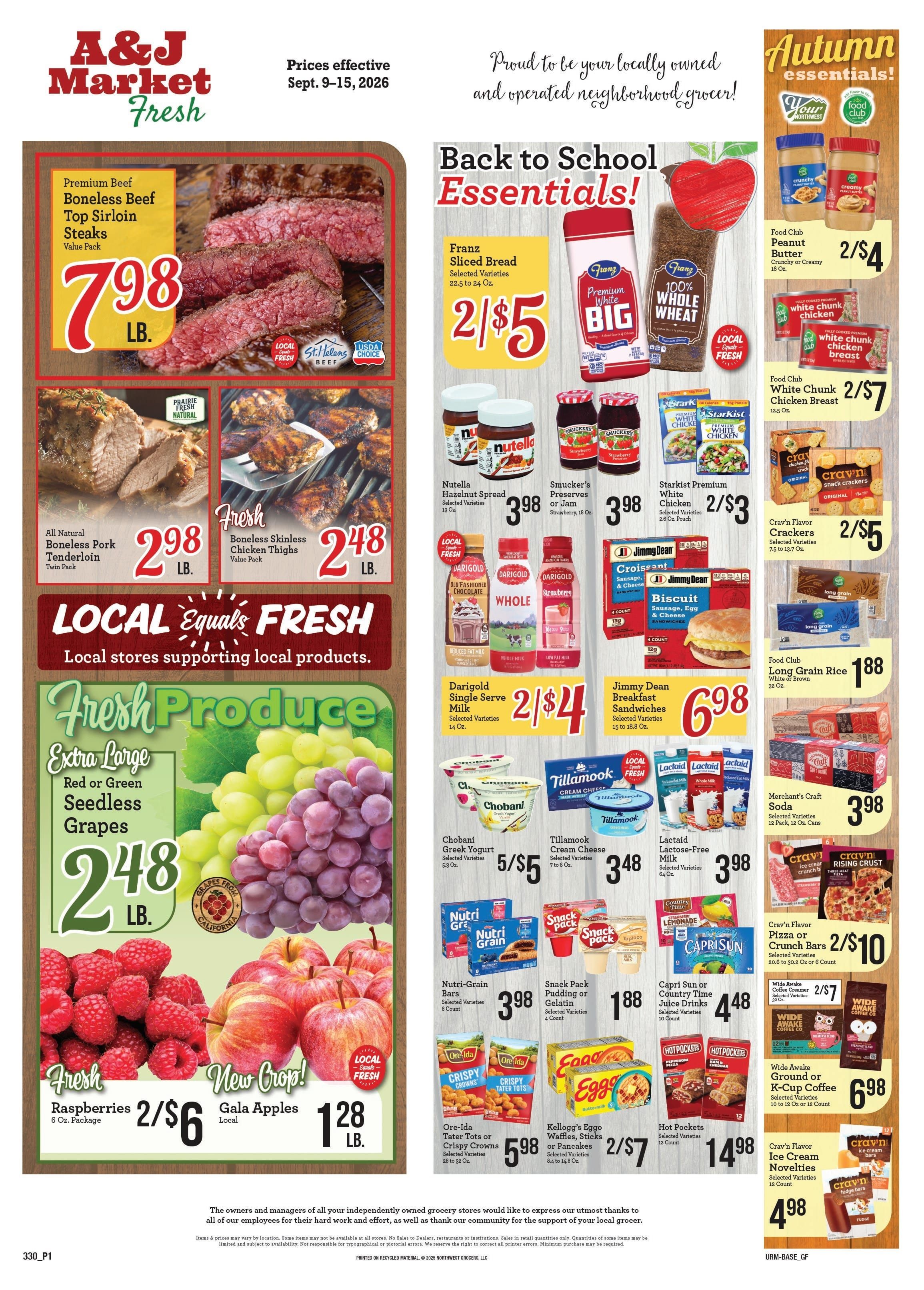 A & J Select Market Weekly Ad September 9 - 15, 2026