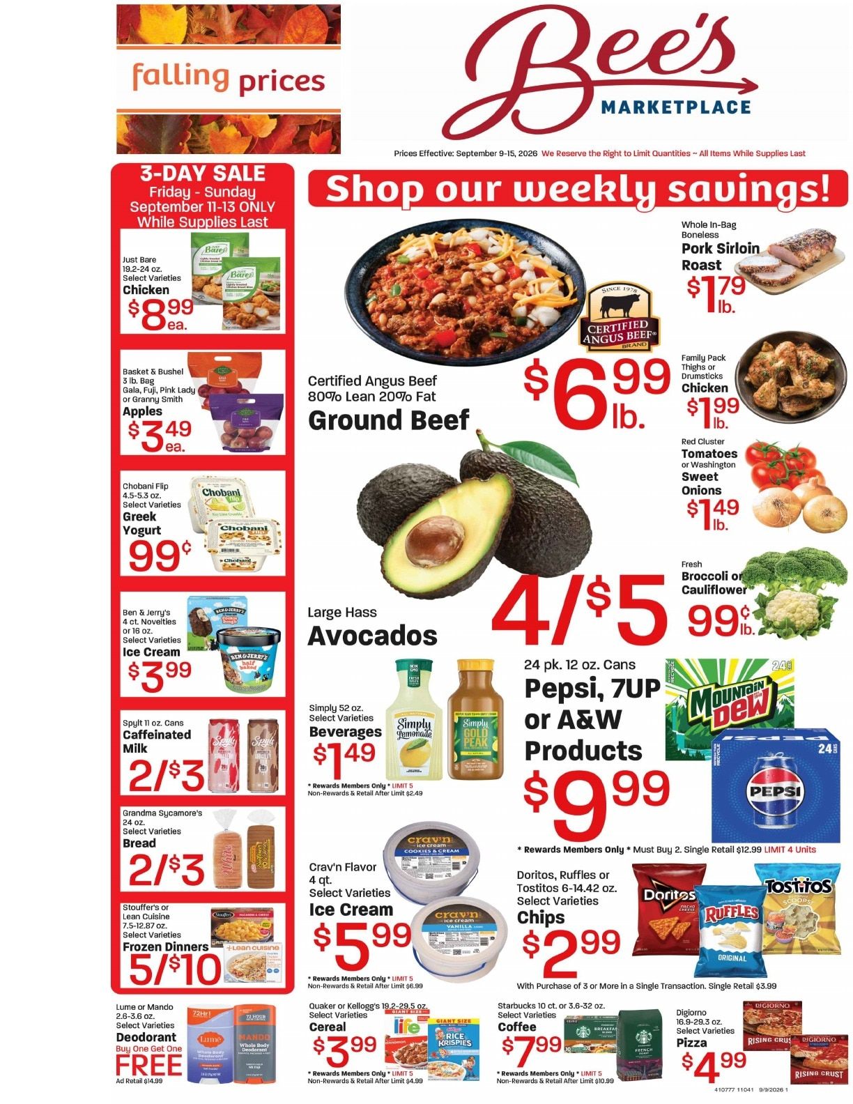 Bee's Marketplace Weekly Ad September 9 - 15, 2026