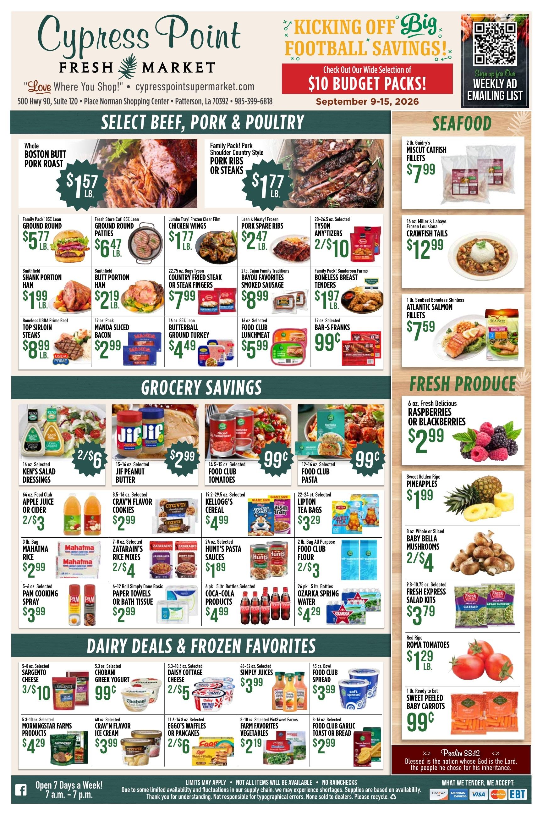 Cypress Point Fresh Market Weekly Ad September 9 - 15, 2026