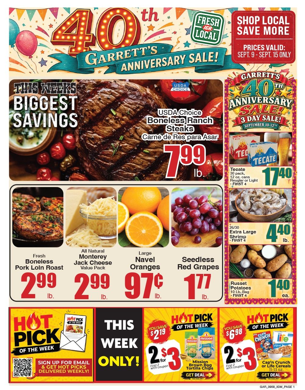 Garrett's IGA Weekly Ad September 9 - 15, 2026