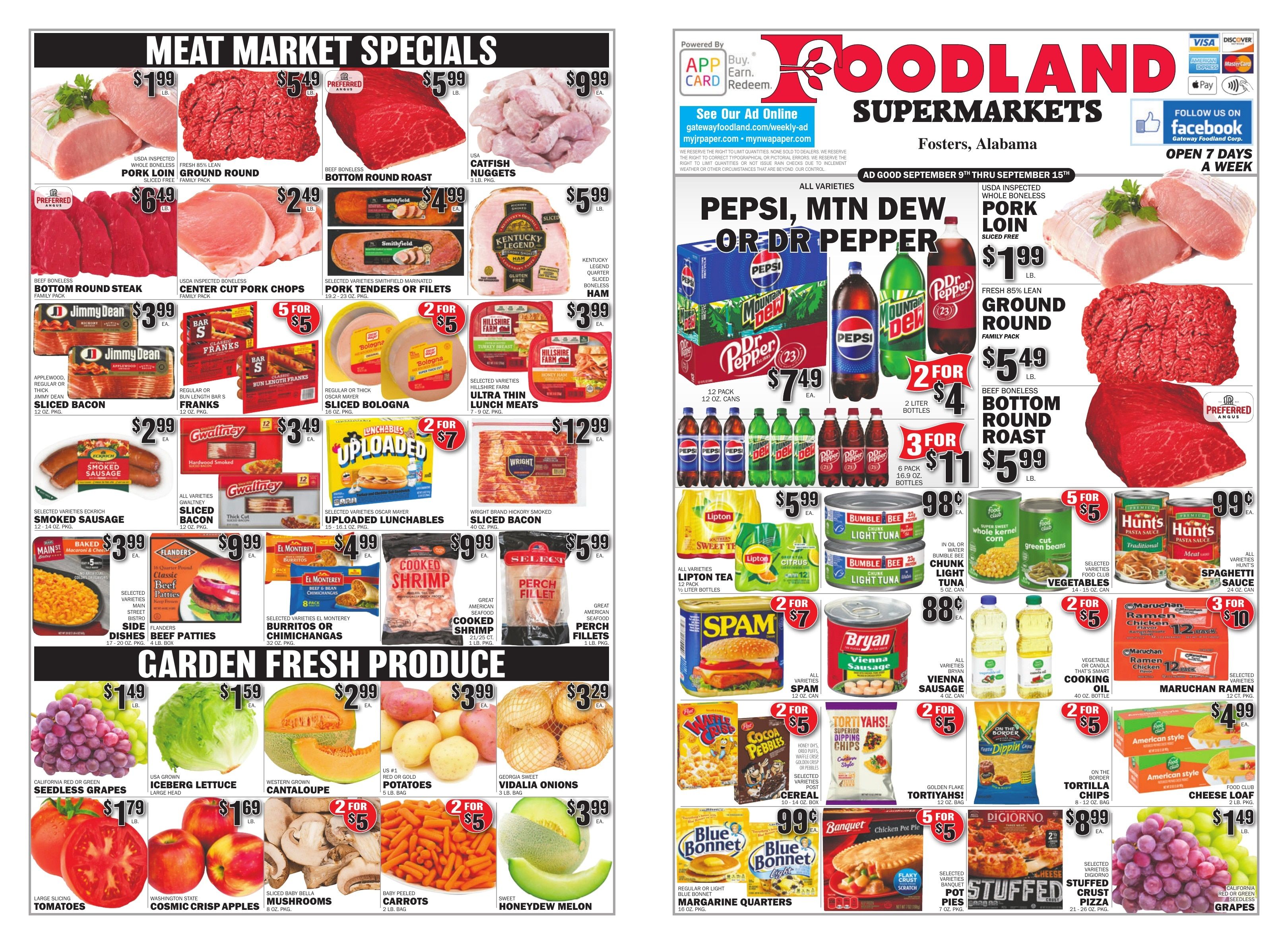 Gateway Foodland (Fosters, AL) Weekly Ad September 9 - 15, 2026