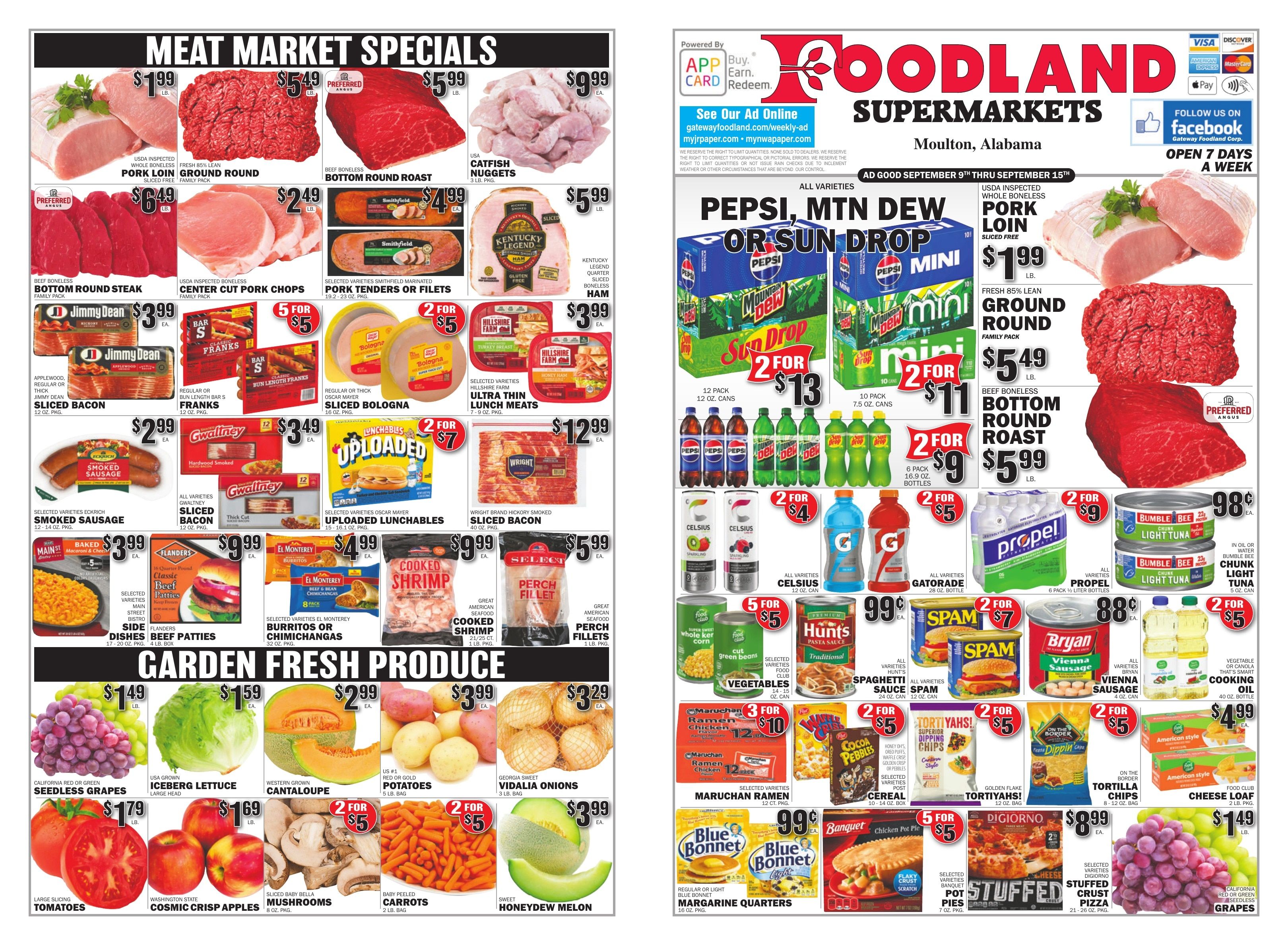 Gateway Foodland (Moulton, AL) Weekly Ad September 9 - 15, 2026