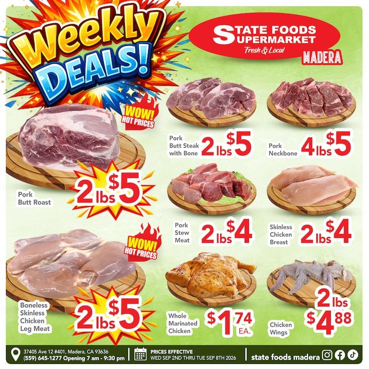 State Foods Supermarket (Madera, CA) Weekly Ad September 9 - 15, 2026