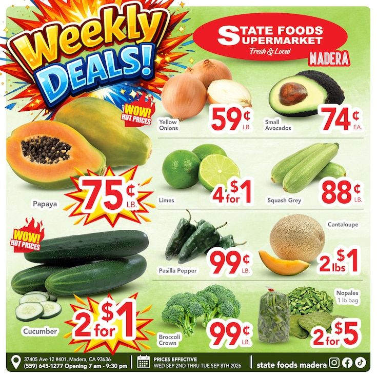 State Foods Supermarket (Madera, CA) Weekly Ad September 9 - 15, 2026