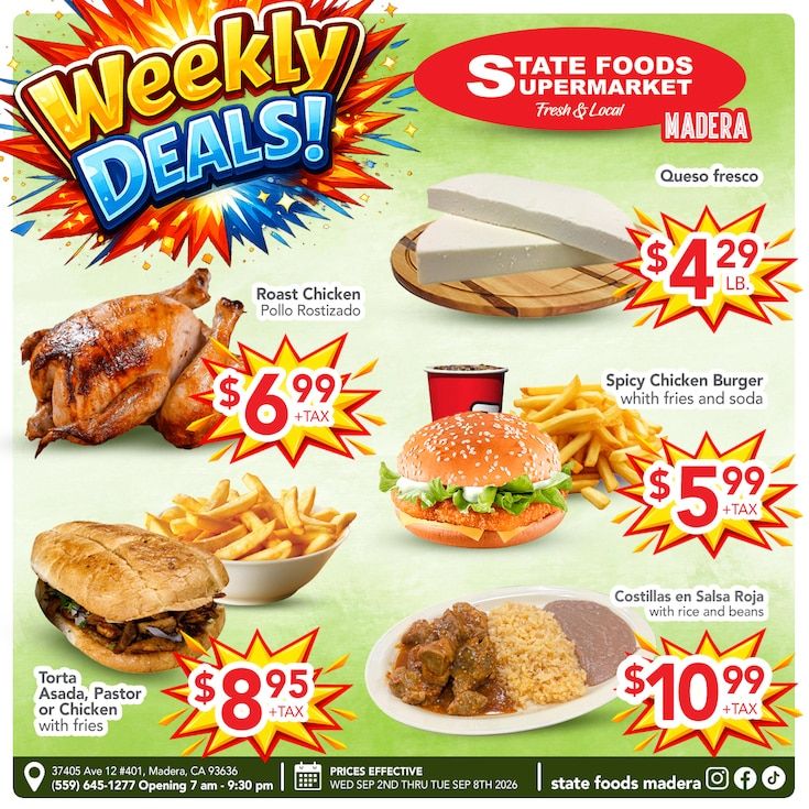 State Foods Supermarket (Madera, CA) Weekly Ad September 9 - 15, 2026